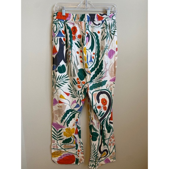 Anthropologie Megan Galante Floral Birds Wide Leg Lounge Pants Size Small - Picture 8 of 8